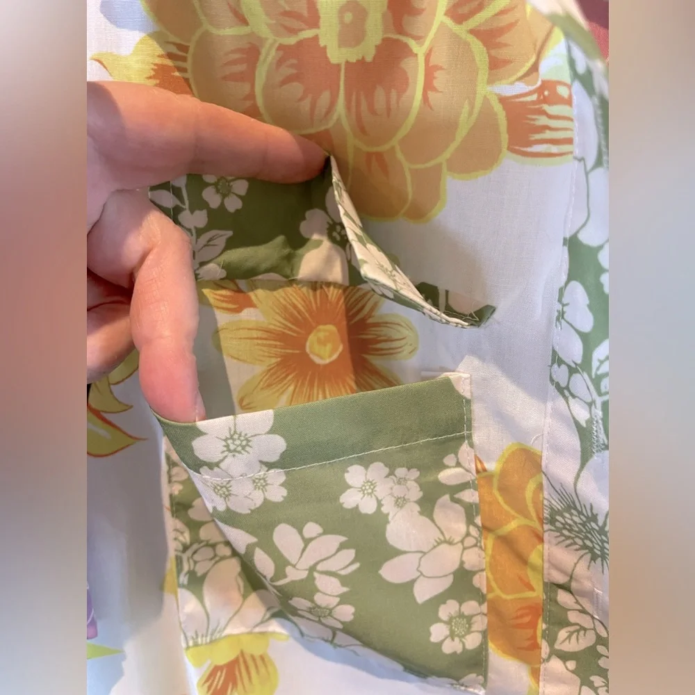 Mixed Floral Cotton Linen Luxury Print Shirtdress With Optional Tie Belt - Picture 11 of 11